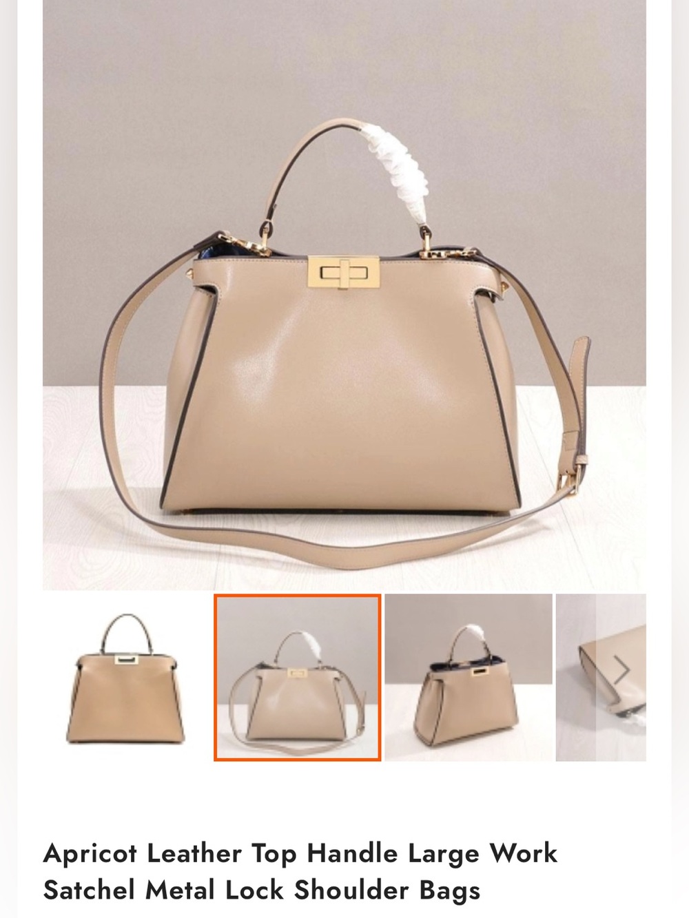 Top-Handle Taupe Leather Satchel - Elegant Everyday Bag Peekaboo style